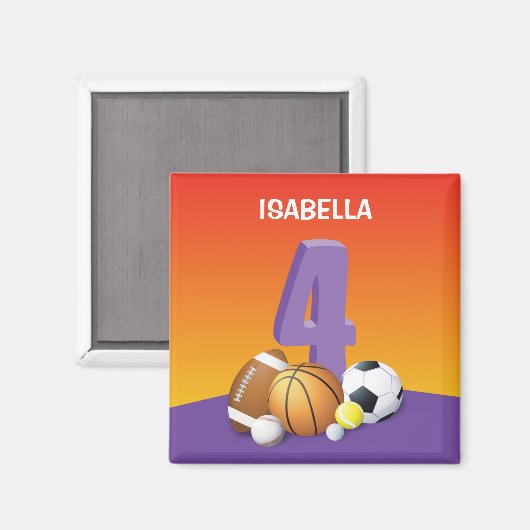 4. Geburtstagssportbälle Magnet (Vorderseite/Rückseite)