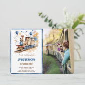 4. Geburtstagszug Foto Einladung (Stehend Vorderseite)