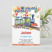 4. Geburtstagszug Party Einladung (Stehend Vorderseite)