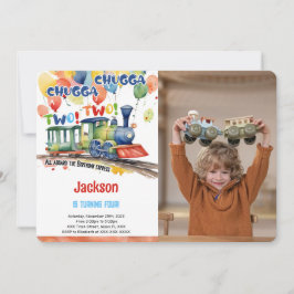 4. Geburtstagszug Party Foto Einladung