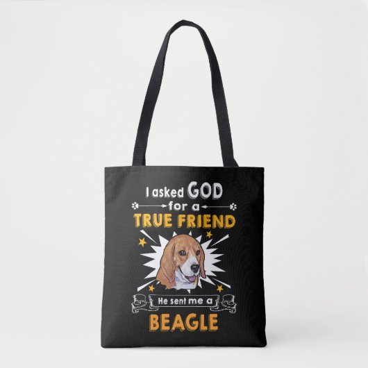 4 Gefragt Gott Wahrer Freund A Beagle Tasche (Vorderseite)