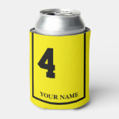 4 Gelb mit schwarzem Sattelleder Dosenkühler (Kanne Vorderseite)