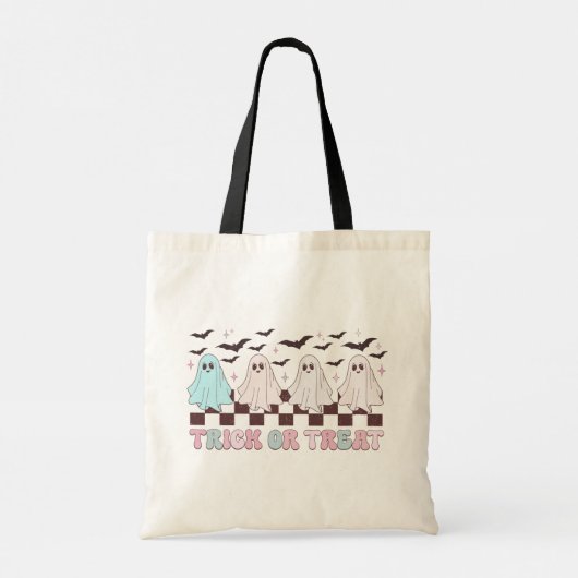 4 Gespenster rosa und grüne Fledermäuse Trick oder Tragetasche (Rückseite)