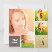 4 Glitzer-Graduierungsparty für Fotocollage Einladung (Vorderseite)