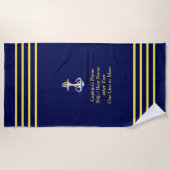 4 Goldstreifen für Kapitän - Name und anderer Text Strandtuch (Vorderseite)