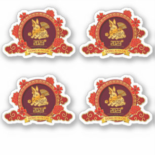 4 Gong Xi Fa Cai, wollen Reichtum Chinesisch Neues Aufkleber