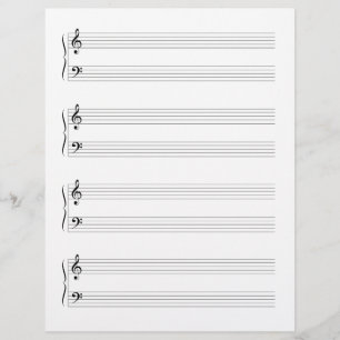 4 Grand Staffs Staves Music Manuskript Paper Briefbogen