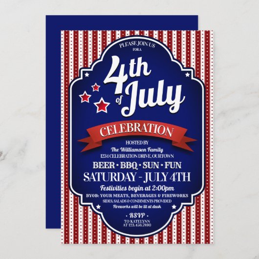 4. GRILLEN Party Einladungen Juli (Vorne/Hinten)