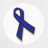 4 große Thin Blue Line Memorial Ribbons Etiketten (Design 1)