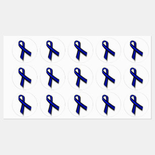 4 große Thin Blue Line Memorial Ribbons Etiketten