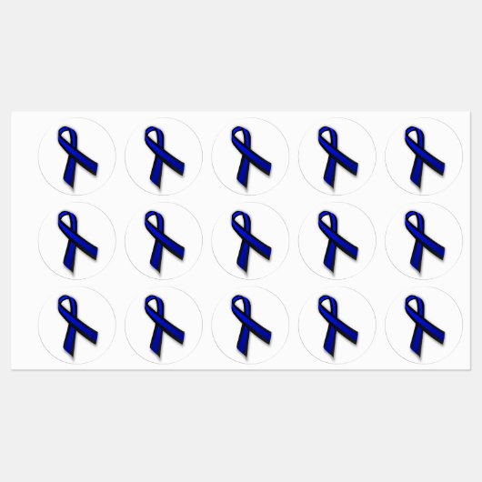 4 große Thin Blue Line Memorial Ribbons Etiketten (Blatt)
