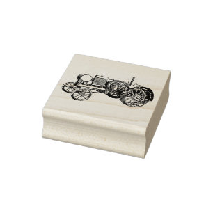 4 Größen Gummi Briefmarke Retro-Bild Traktor Gummistempel