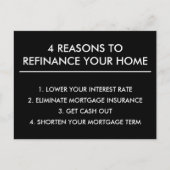 4 Gründe für die Refinanzierung der Hypothekengese Postkarte (Vorderseite)