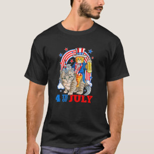 4 h Juli Cat Independence Day Patriot Usa T-Shirt