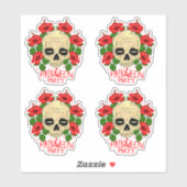 4 Halloween-Party Skull Blut Rote Blume Aufkleber (Blatt)