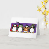 4 Halloween-Pinguine Karte (Gelbe Blume)
