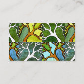 4 Hand geschnitzte Bäume im Aquarell und Stift u. Visitenkarte (Rückseite)