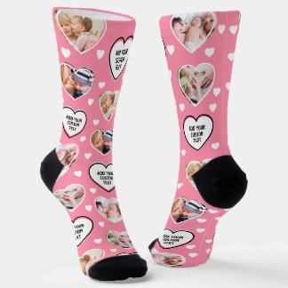 4 Herz-Foto-Muster machen Ihren eigenen Spaß rosa Socken