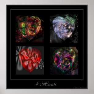 4 Herz-Quadrat-Poster Poster
