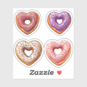 4 HerzDonuts Aufkleber (Blatt)