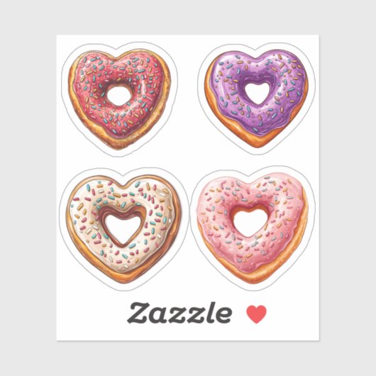 4 HerzDonuts Aufkleber (Blatt)