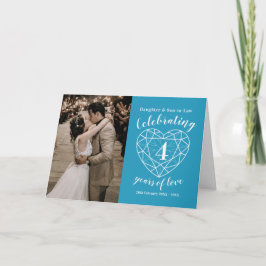 4. Hochzeit-Jubiläum blaues Topaz-Herz Karte