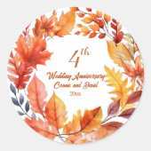 4. Hochzeitsfeier Herbst Runder Aufkleber (Vorderseite)