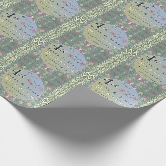 4. Hochzeitstag Blumenzettel Geschenkpapier (Ecke)