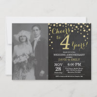 4. Hochzeitstag Chalkboard Black and Gold