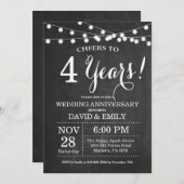 4. Hochzeitstag Einladung Chalkboard (Vorne/Hinten)