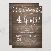 4. Hochzeitstag Einladung rustikales Holz (Vorne/Hinten)