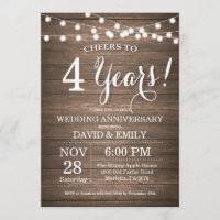 4. Hochzeitstag Einladung rustikales Holz