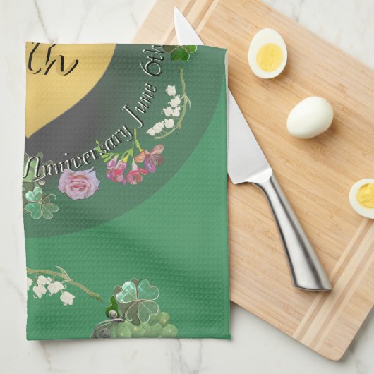 4. Hochzeitstag Frucht florale Geschirrtuch (Viertel Falte)