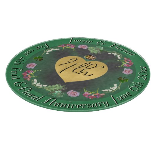 4. Hochzeitstag Frucht florale Schneidebrett (Ecke)