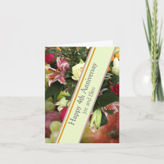 4. Hochzeitstag Früchte und Blume Karte