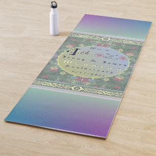 4. Hochzeitstag Grün & Blau Blume Yogamatte