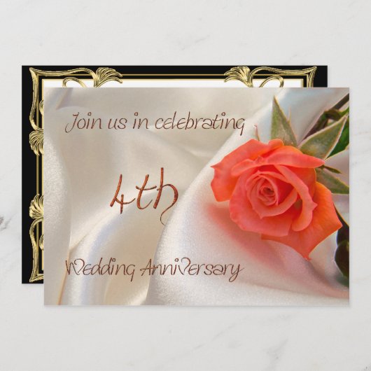 4. Hochzeitstag Party Einladung (Vorne/Hinten)