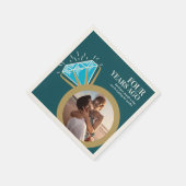 4. Hochzeitstag Party Goldring Foto Serviette (Ecke)