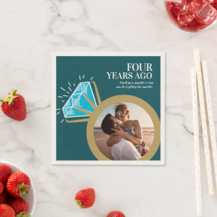 4. Hochzeitstag Party Goldring Foto Serviette