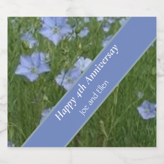 4. Hochzeitstag Schaumweinetikett (Einzelnes Label)