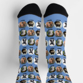 4 Hunde, 4 Namen, Hunde Foto - Personalisiert blau Socken (Oben)