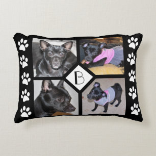 4 Hundeinitialen-Schwarzes Pawprints der Dekokissen