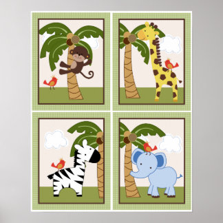 4 in 1 Set Jungtiere 8x10 Zoll Posters Poster