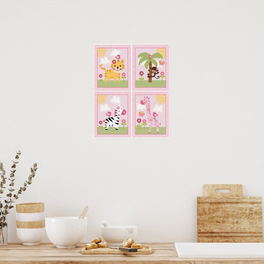 4 in 1 Sunny Safari 8x10 inch Kinderzimmer Art/Pos Poster (Küche)