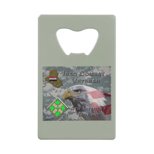 4. Infanterie Div Irak Combat Veteran Geldbeutel Flaschenöffner (Vorderseite)
