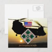 4. Infanterie Fort Carson Veterans Veteranen Patch Postkarte (Vorne/Hinten)