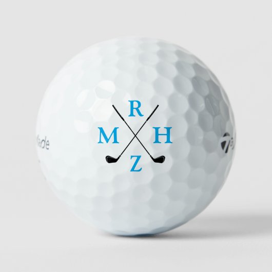 4 Initialen oder vier Buchstaben Name Blau Golfball (Vorderseite)