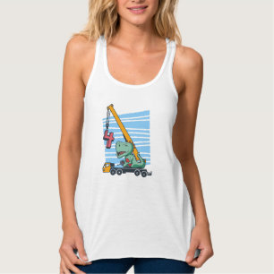 4 Jahre 4. Geburtstag Mobilkran Dinosaurier Tank Top