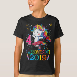 4 Jahre alt 4. Geburtstag Einhorn Dabbing Mädchen  T-Shirt