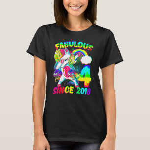 4 Jahre alt 4. Geburtstag Einhorn Girl Fabulous Si T-Shirt